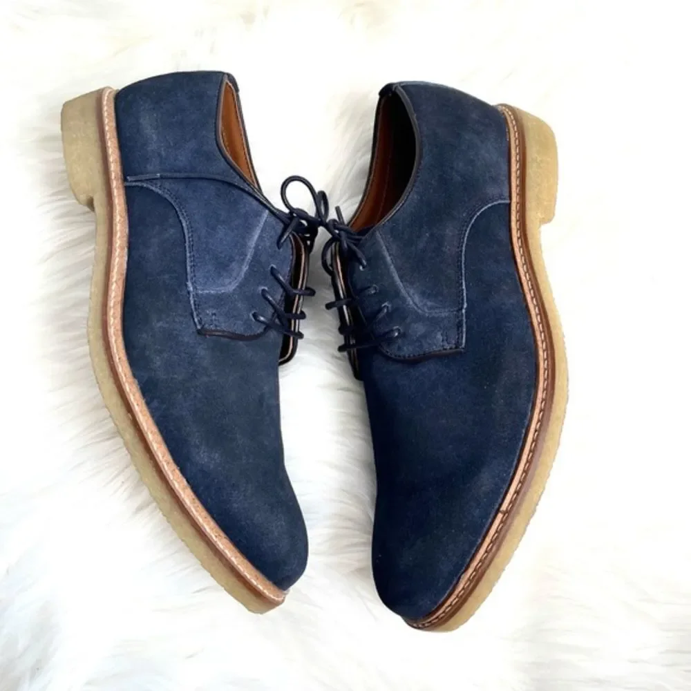 Dunross & Sons Ellis Plain Toe Lace -Up Derby Navy
